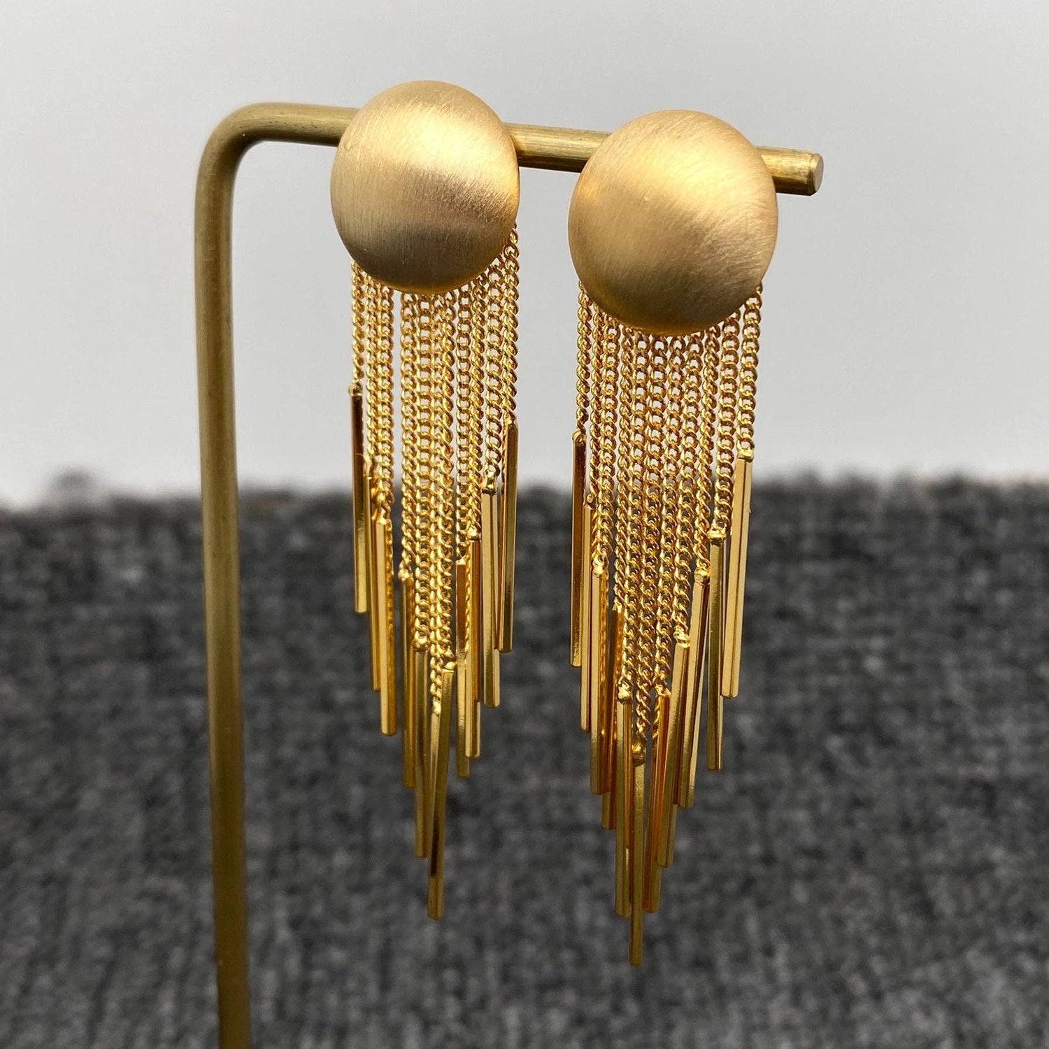 Gold Fringe Matte Earrings