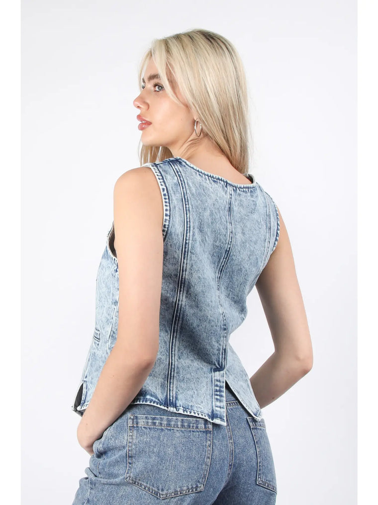 Washed Denim Vest