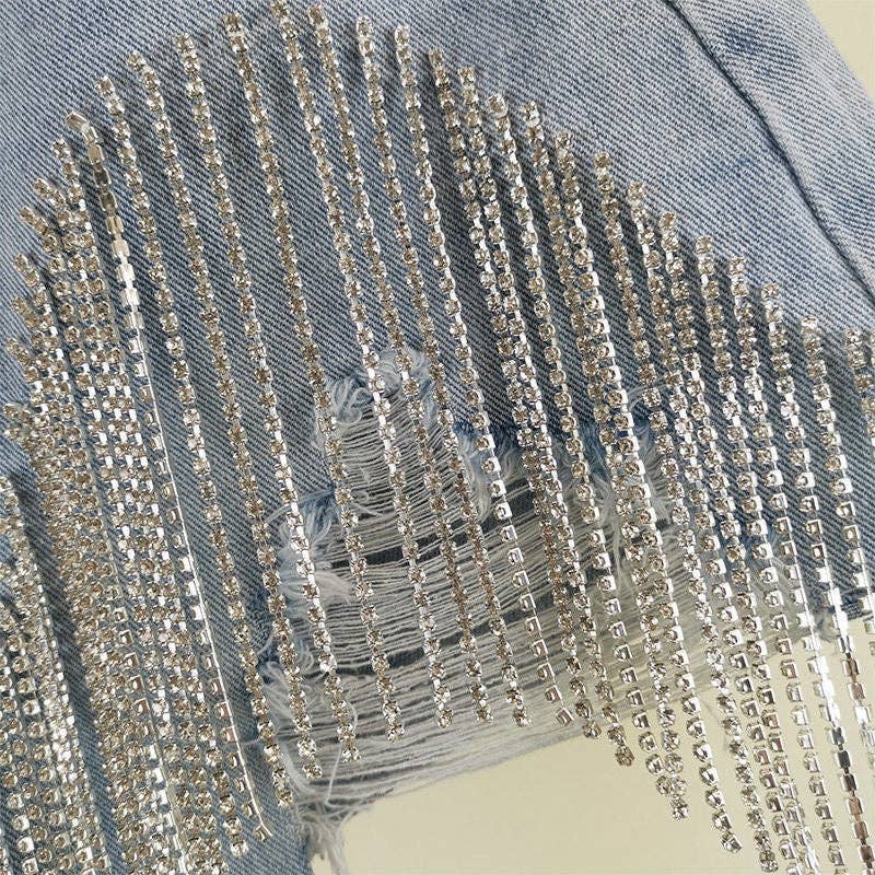 Statement Rhinestone Fringe Shorts