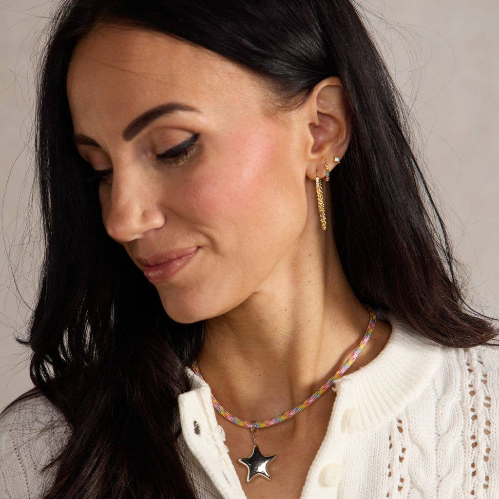 Gold Thea Chain Huggie Earrings