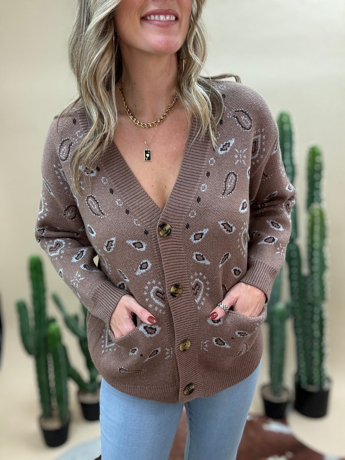 Bandana Button Down Cardigan