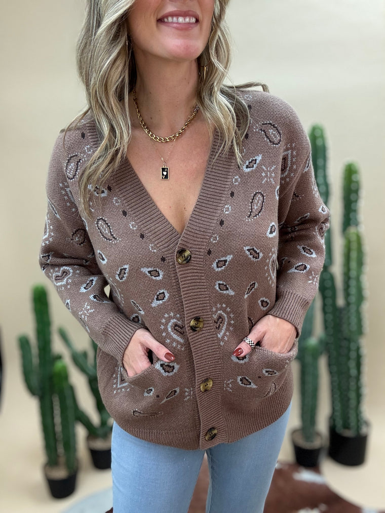 Bandana Button Down Cardigan