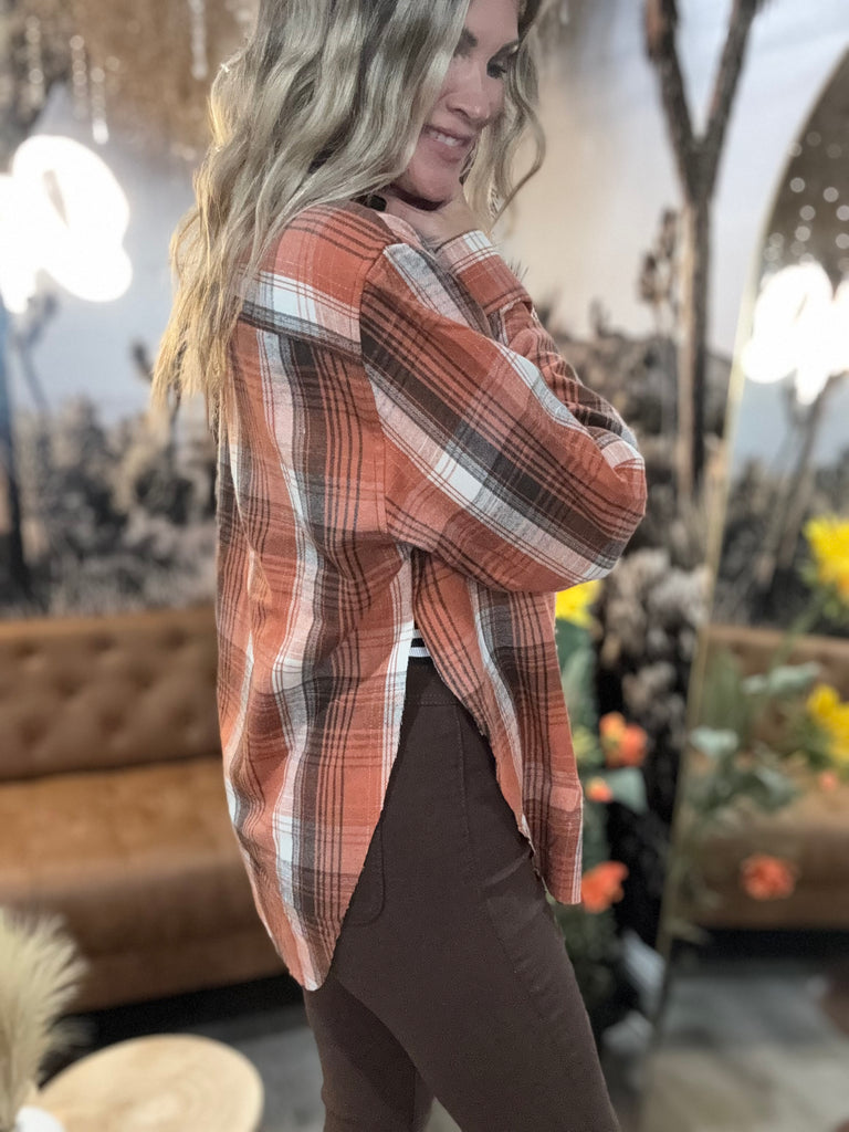 Rusty Side Slit Flannel