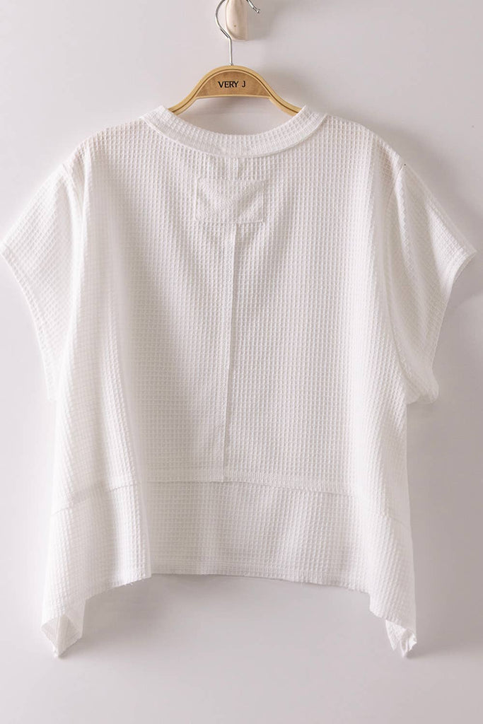 White Waffle Knit Top