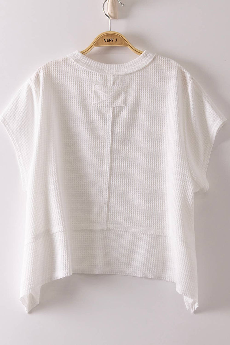 White Waffle Knit Top
