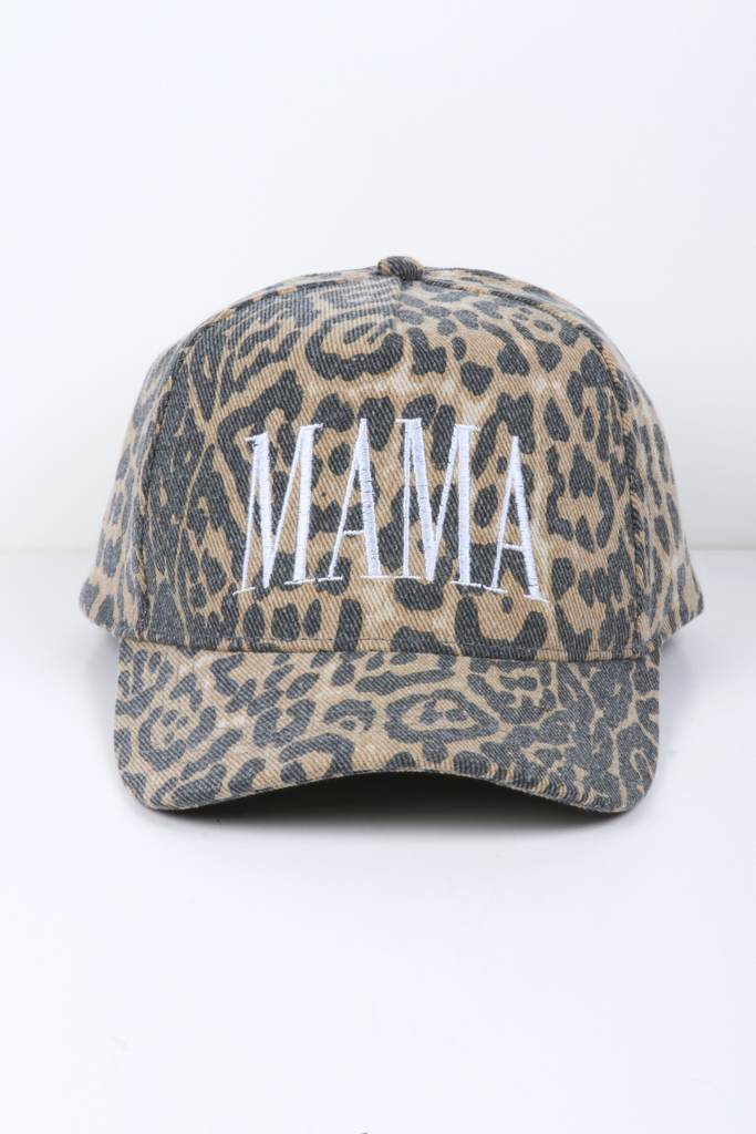 Mama Embroidered Leopard Hat