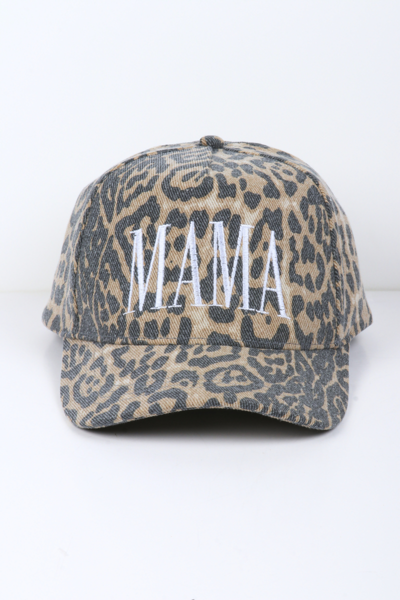 Mama Embroidered Leopard Hat