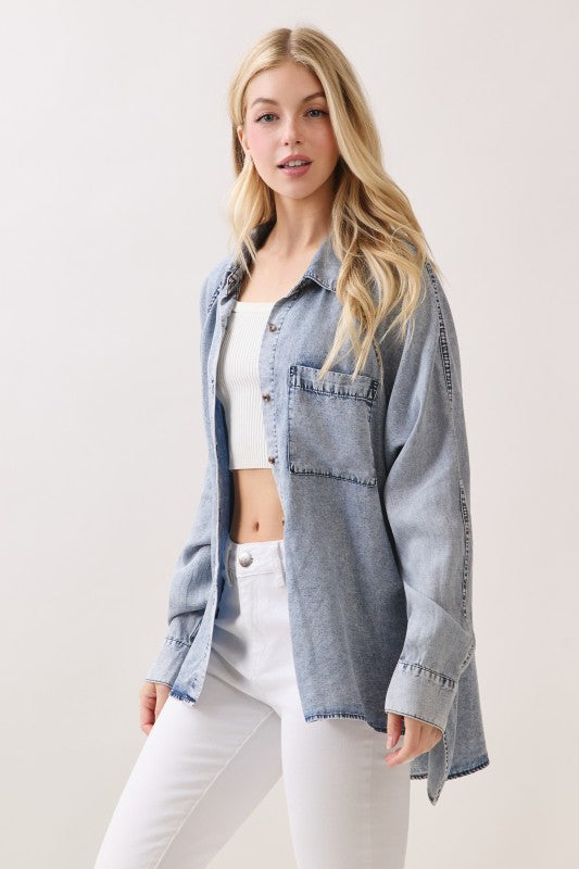 Tencel Denim  Button Down Top