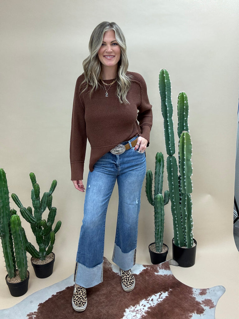 Coffee Bean Drop Sleeve Sweater