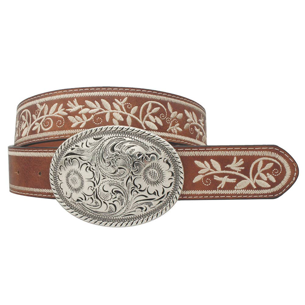 Embroidered Sliver Buckle Belt