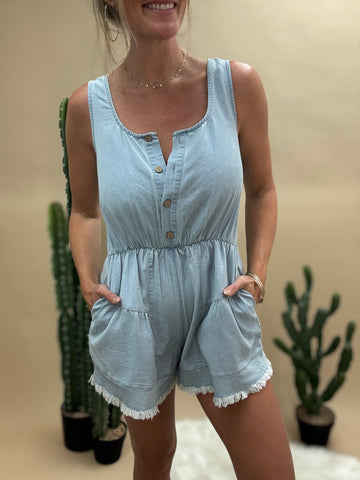 Washed Denim Romper