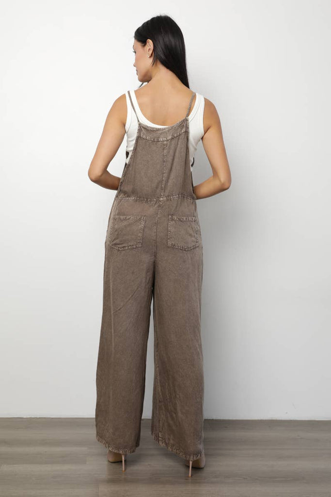 Lauren Wide Leg Mocha Overalls