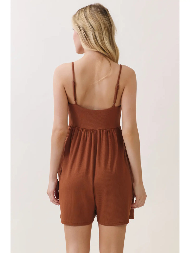 Ribbed Rust Romper