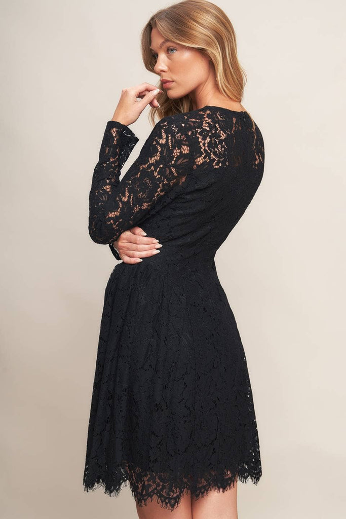 Enchanted Lace Long Sleeve Mini Dress