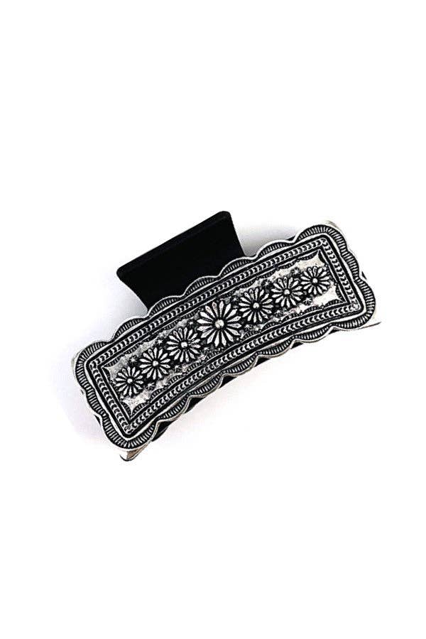 Silver Tooled Hair Clip