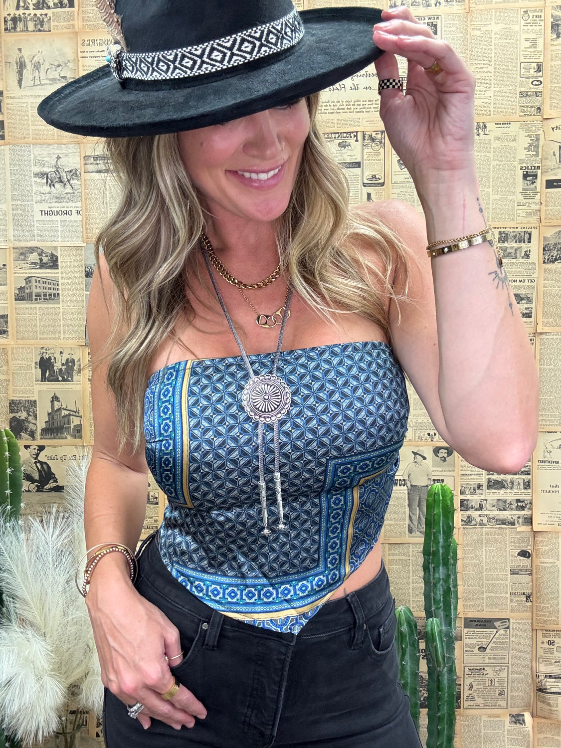 Blue Mesa Bandana Strapless Top