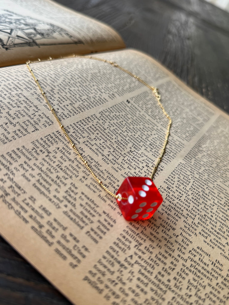 Red Dice Charm Necklace