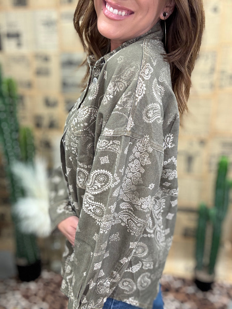 Vintage Army Paisley Shacket