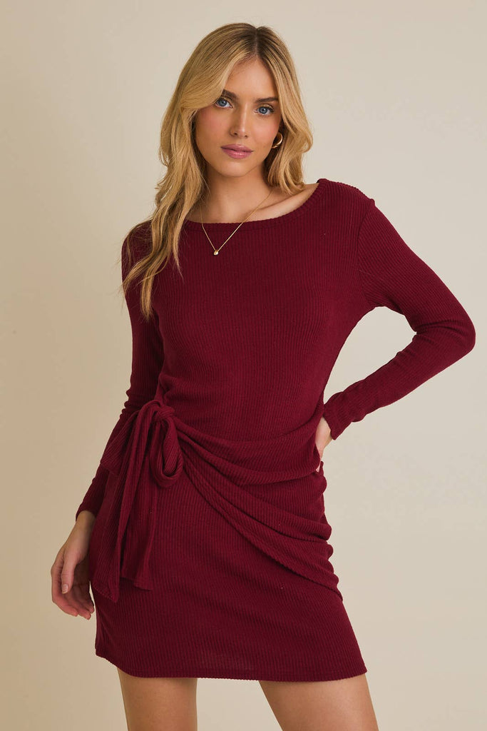 Wrapped Up Wine Sweater Dress