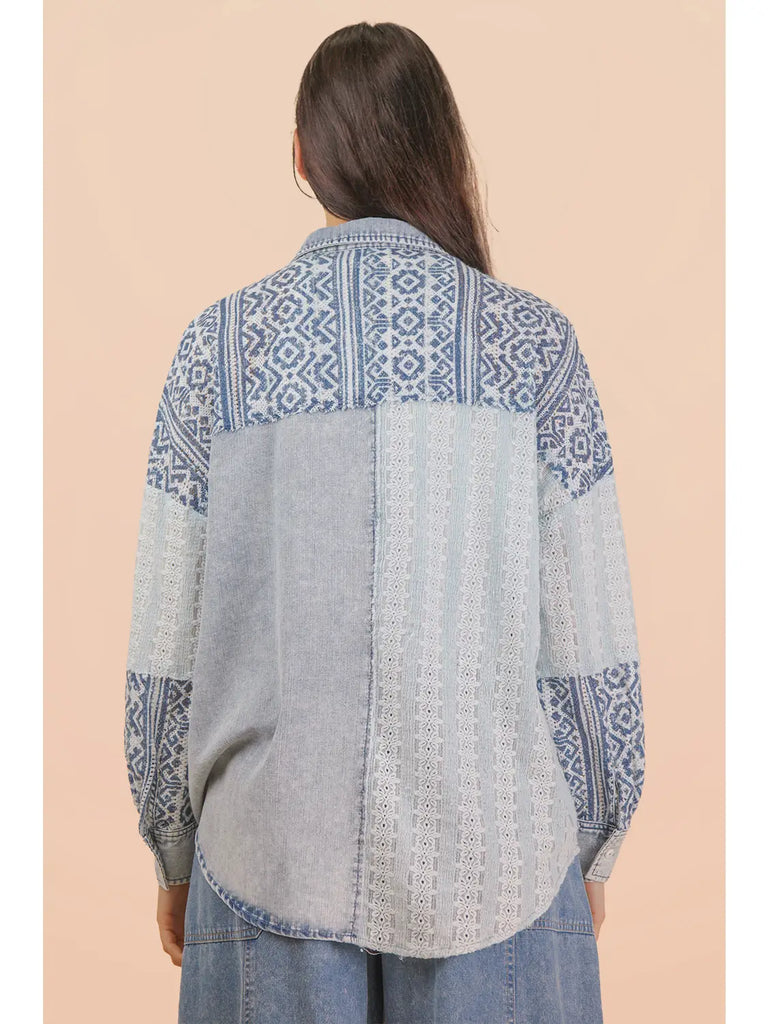 Tucson Aztec Denim Button Down Shirt