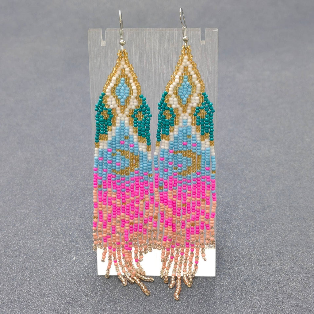 Boho Starry Sky Seed Beads Fringe Earrings - BJ/SB/MS