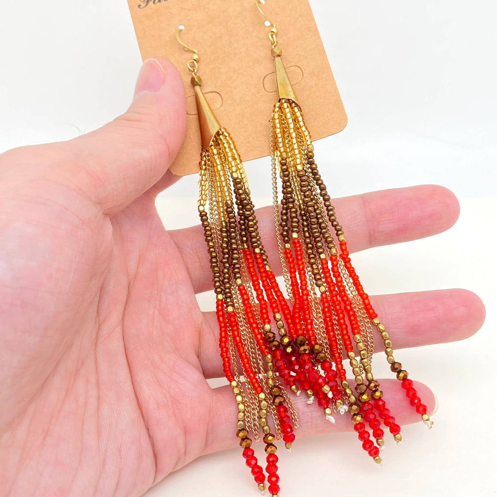 Seed Bead Tassels Earrings