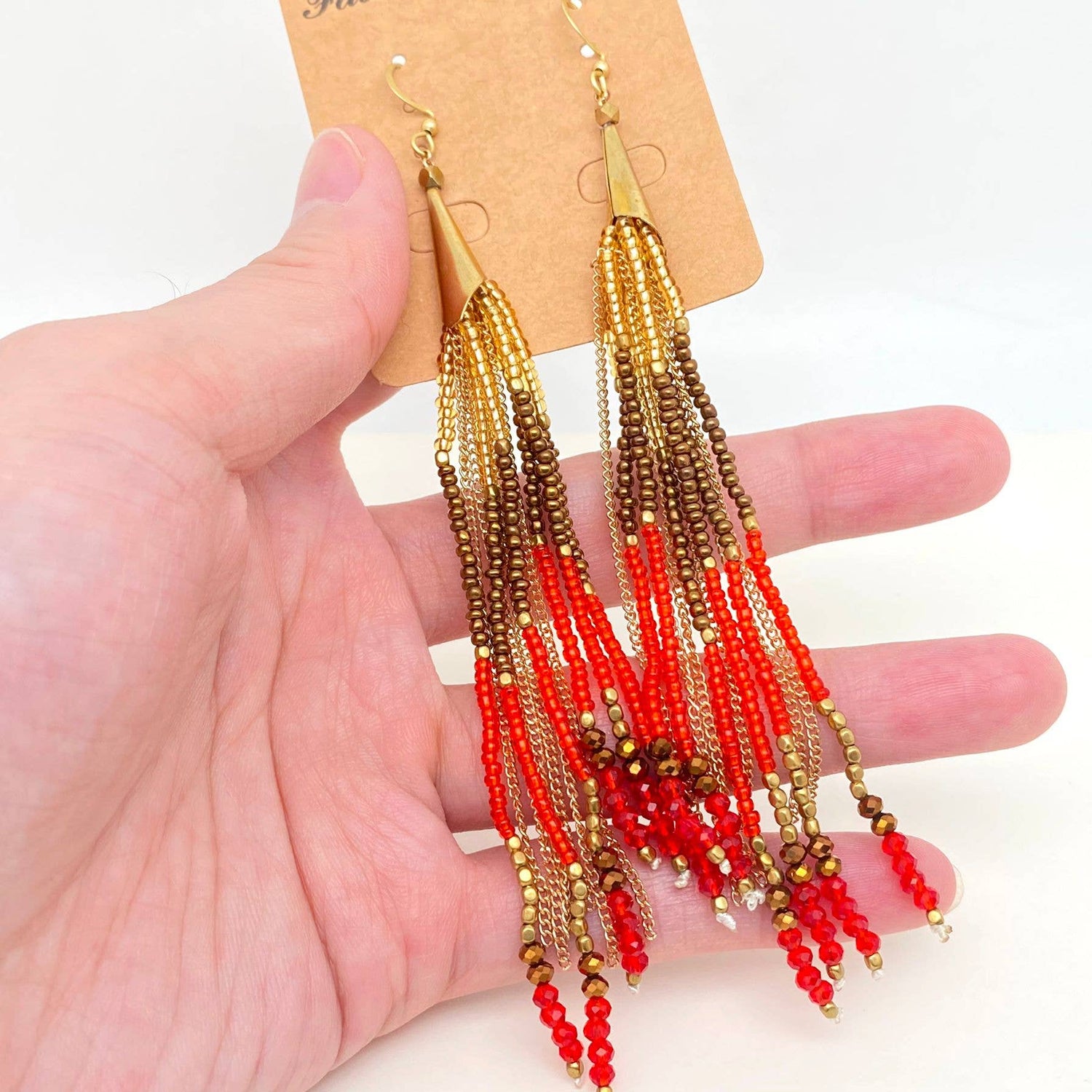 Seed Bead Tassels Earrings