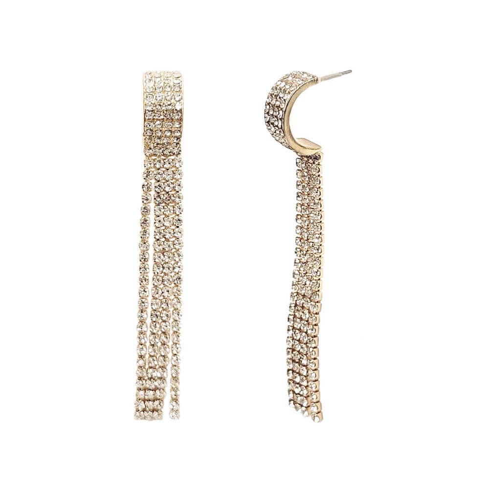 Rhinestone Fringe Cuff Earring