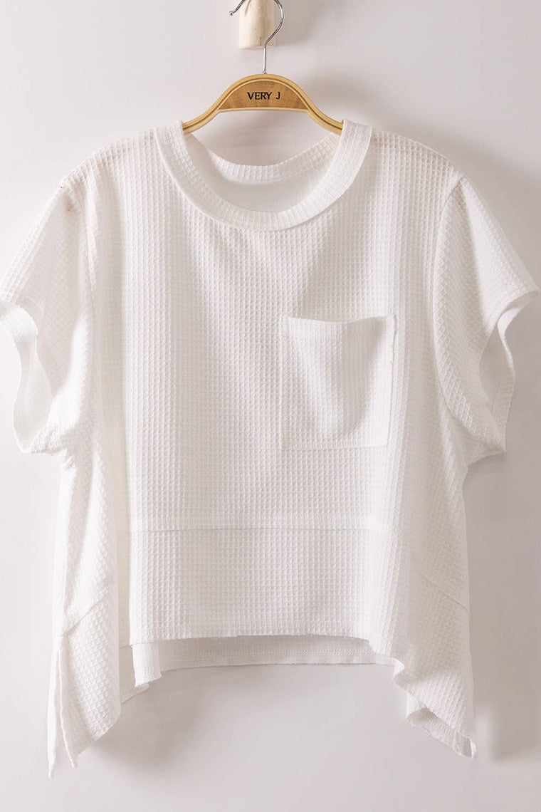 White Waffle Knit Top