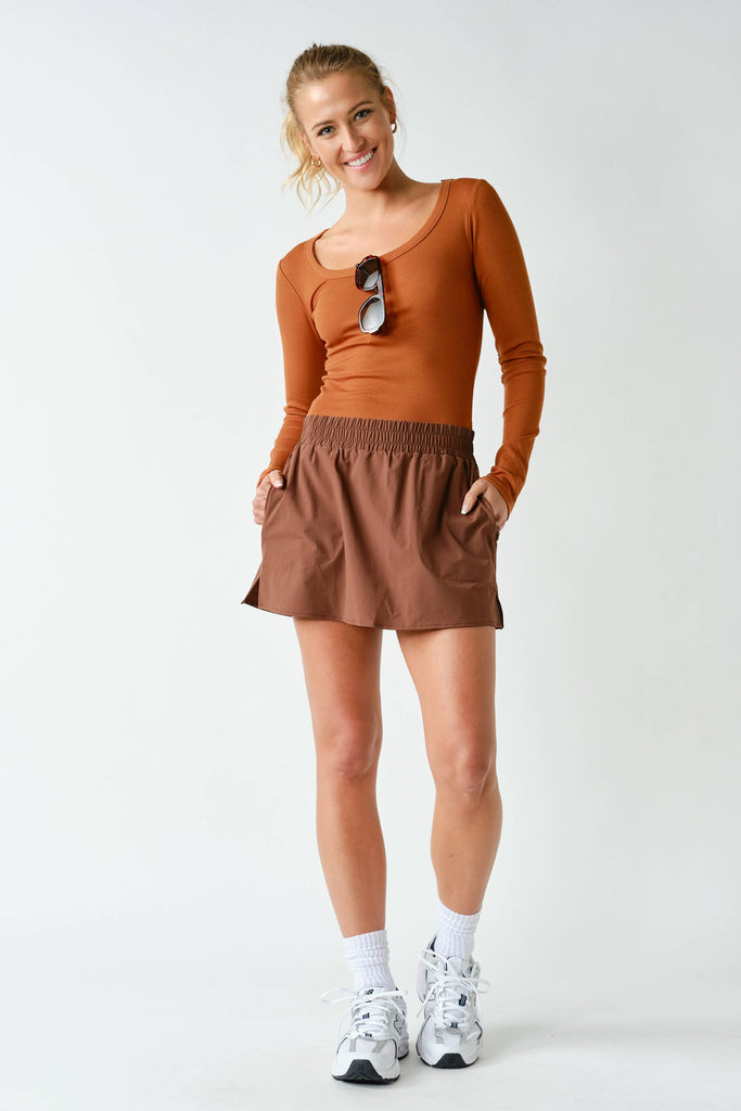 Scooped Rib Long Sleeve Top