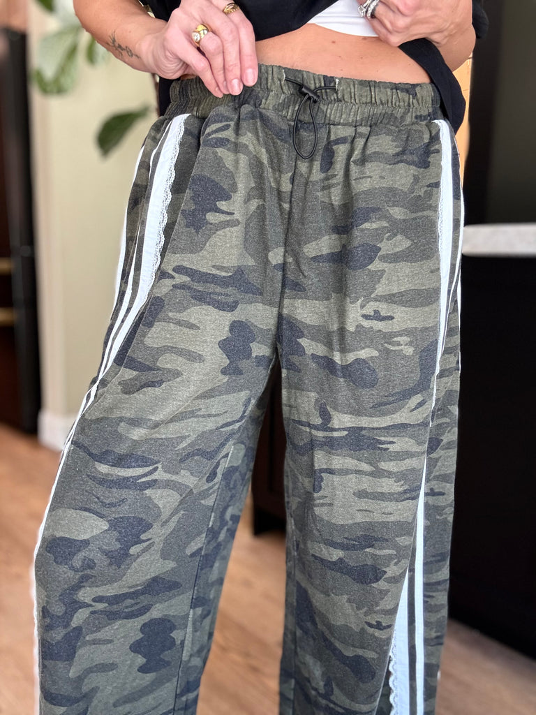 Camo+Lace Track Pants