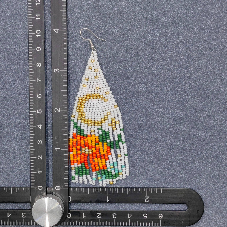 Flower Moon Seed Bead Earrings