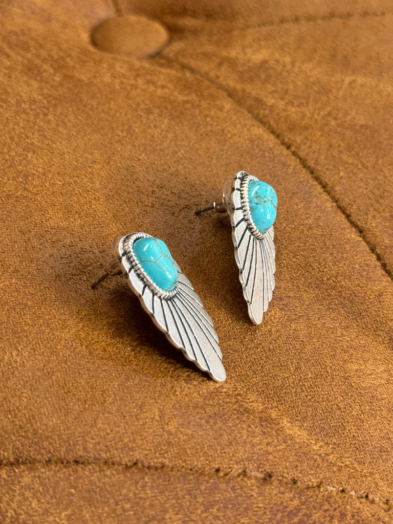 Wing Turquoise Stud Earrings