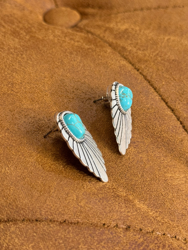 Wing Turquoise Stud Earrings