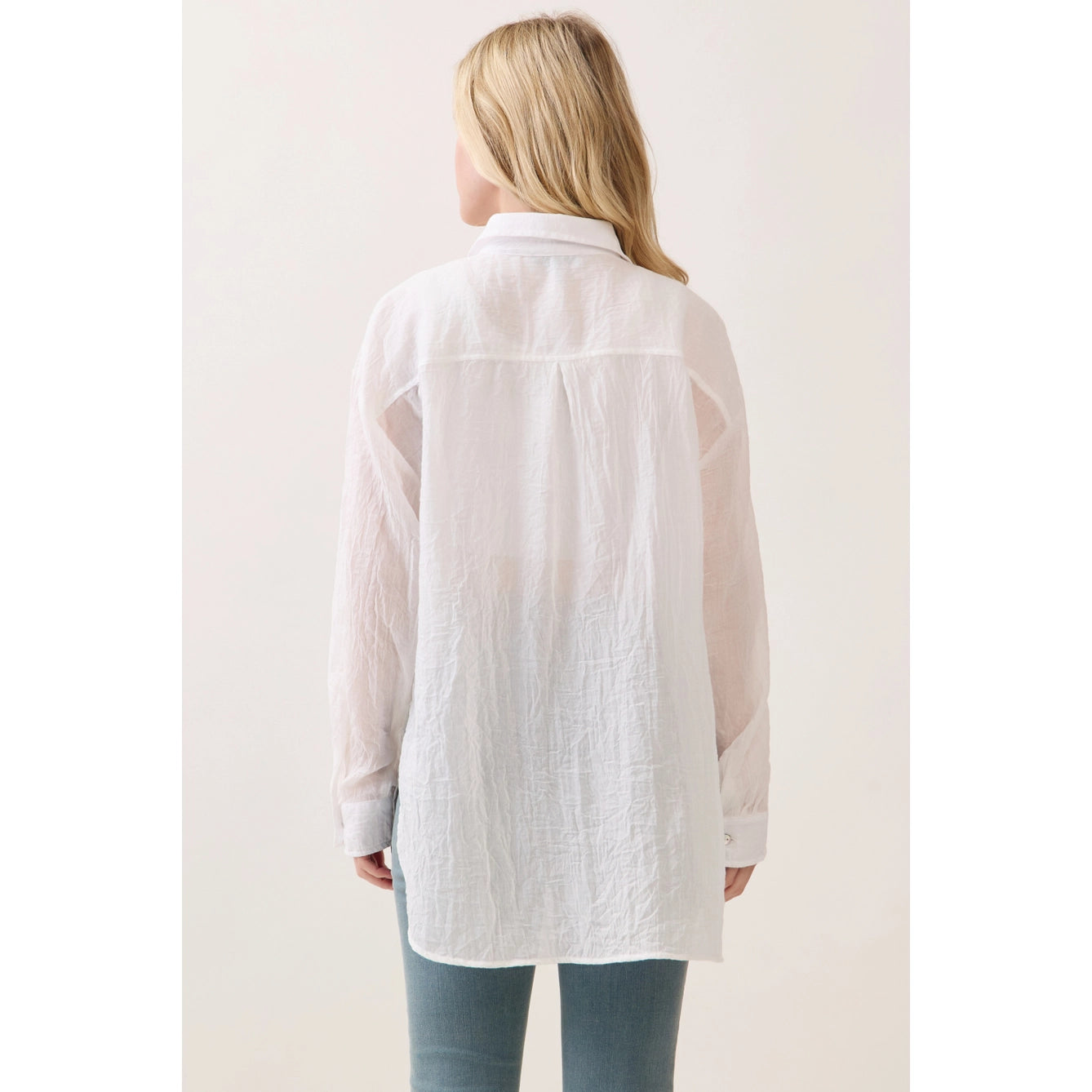Crinkle White Button Down Shirt