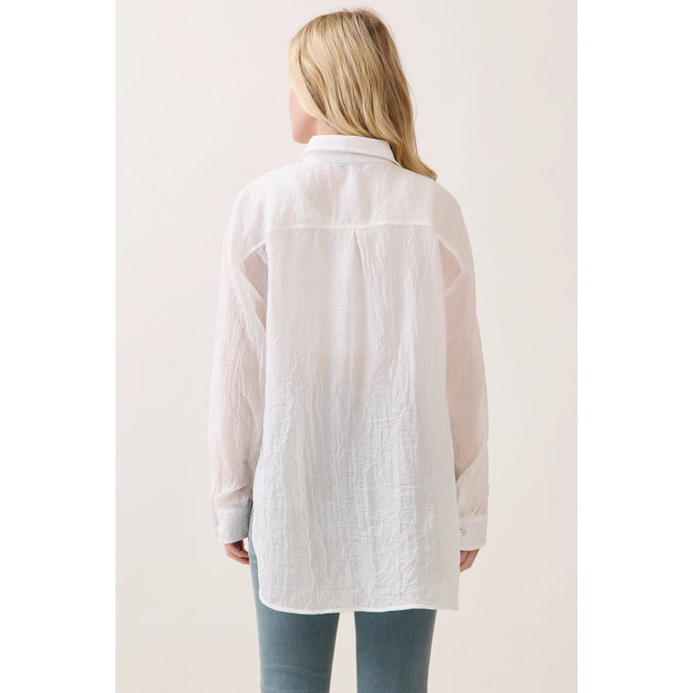 Crinkle White Button Down Shirt