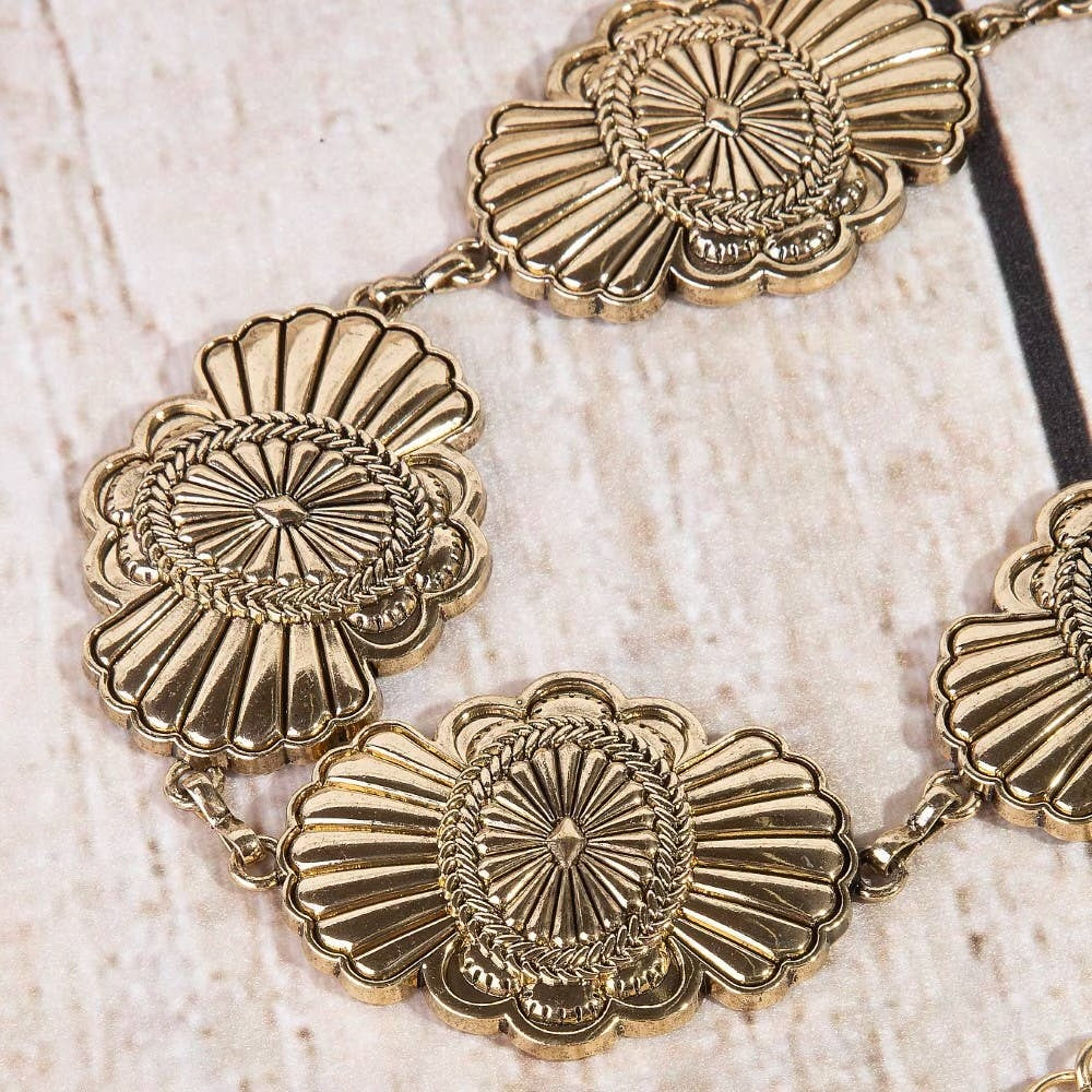 Gold Flower Medallion chain belt