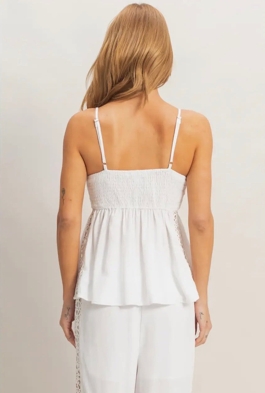 Iris White Crochet Tank Top