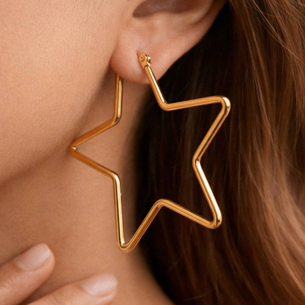 Star Girl Steel Hoop Earrings