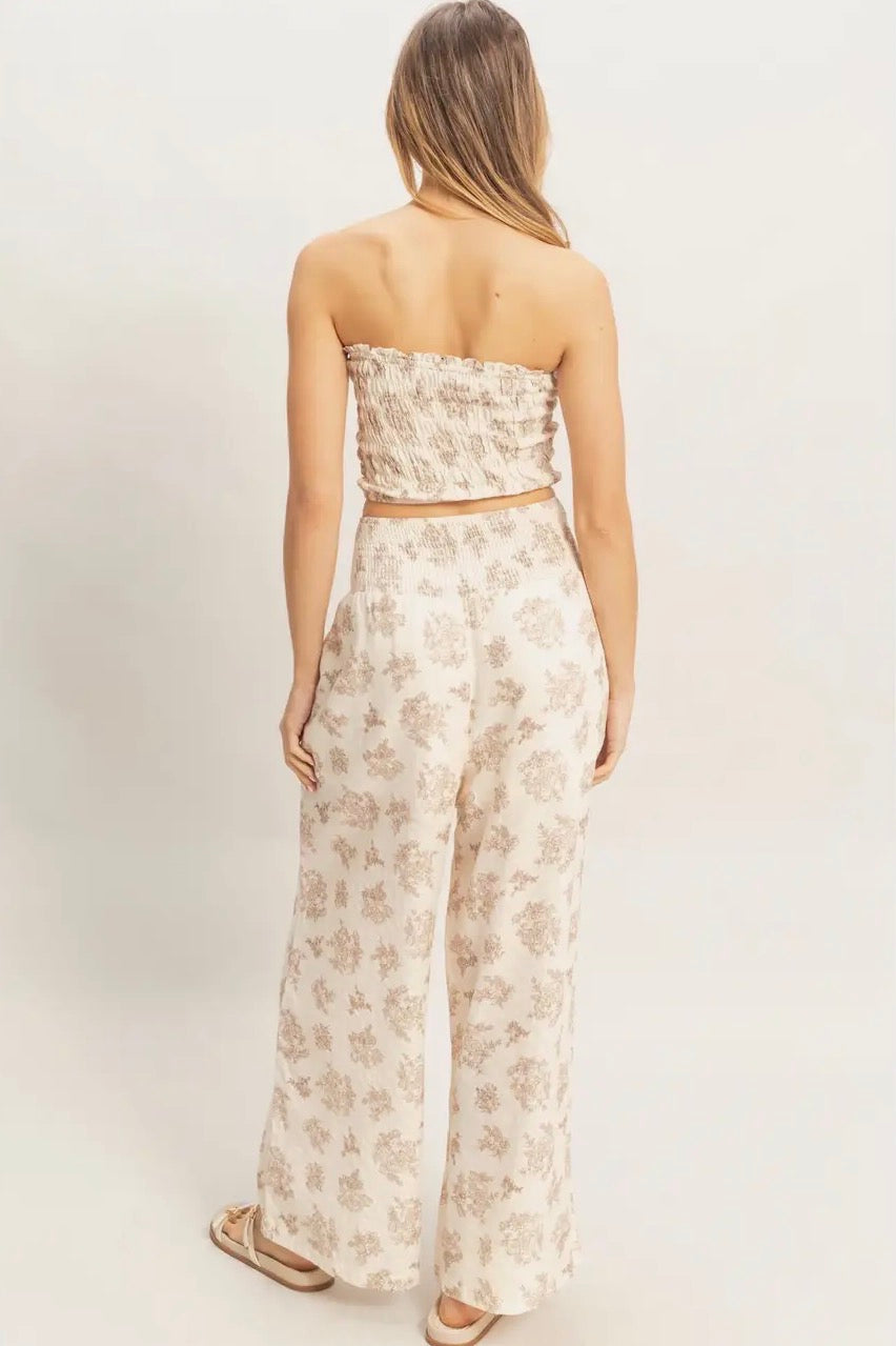 Matilda Biege Floral Pant Set