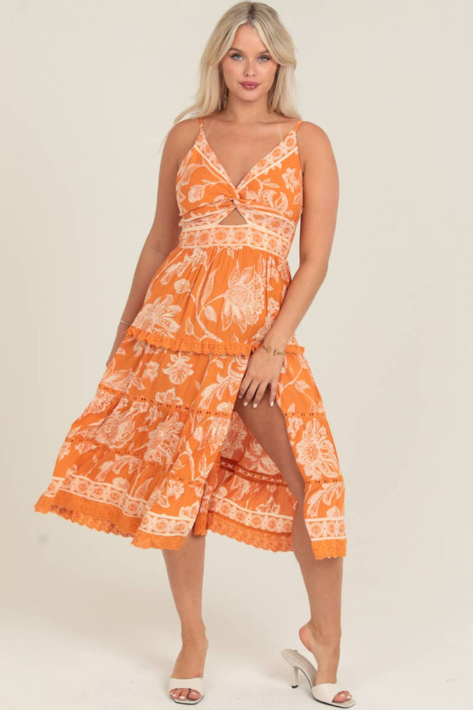 Orange Crush Twist Front Dress