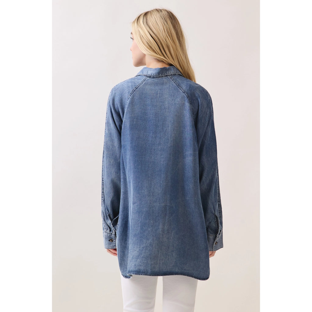 Tencel Medium Denim Button Down Top