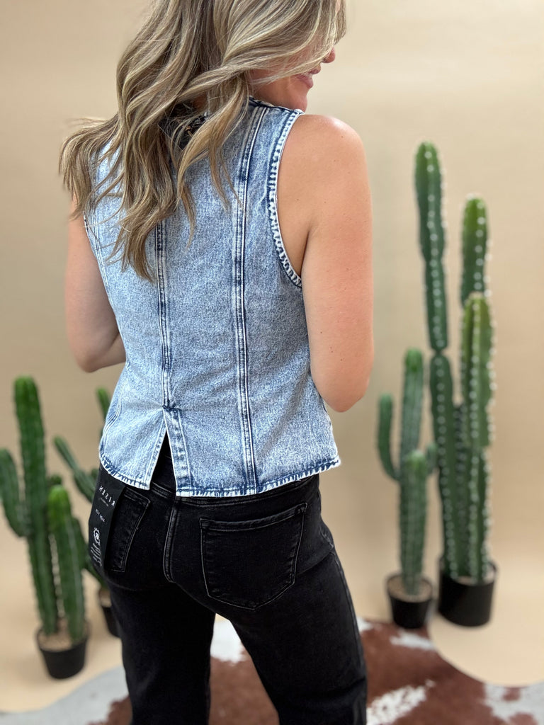 Washed Denim Vest
