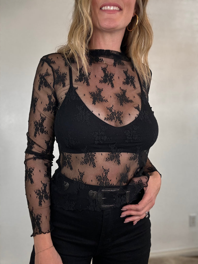 Lace Long Sleeve Black