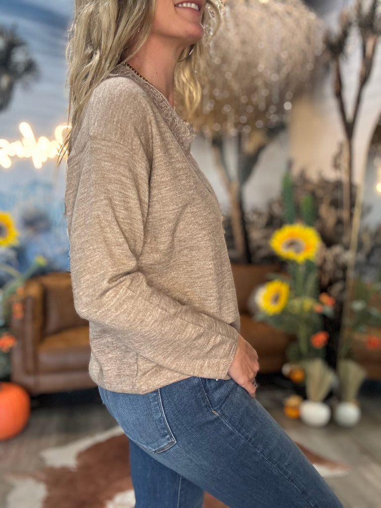 Taupe & Lace Sweater