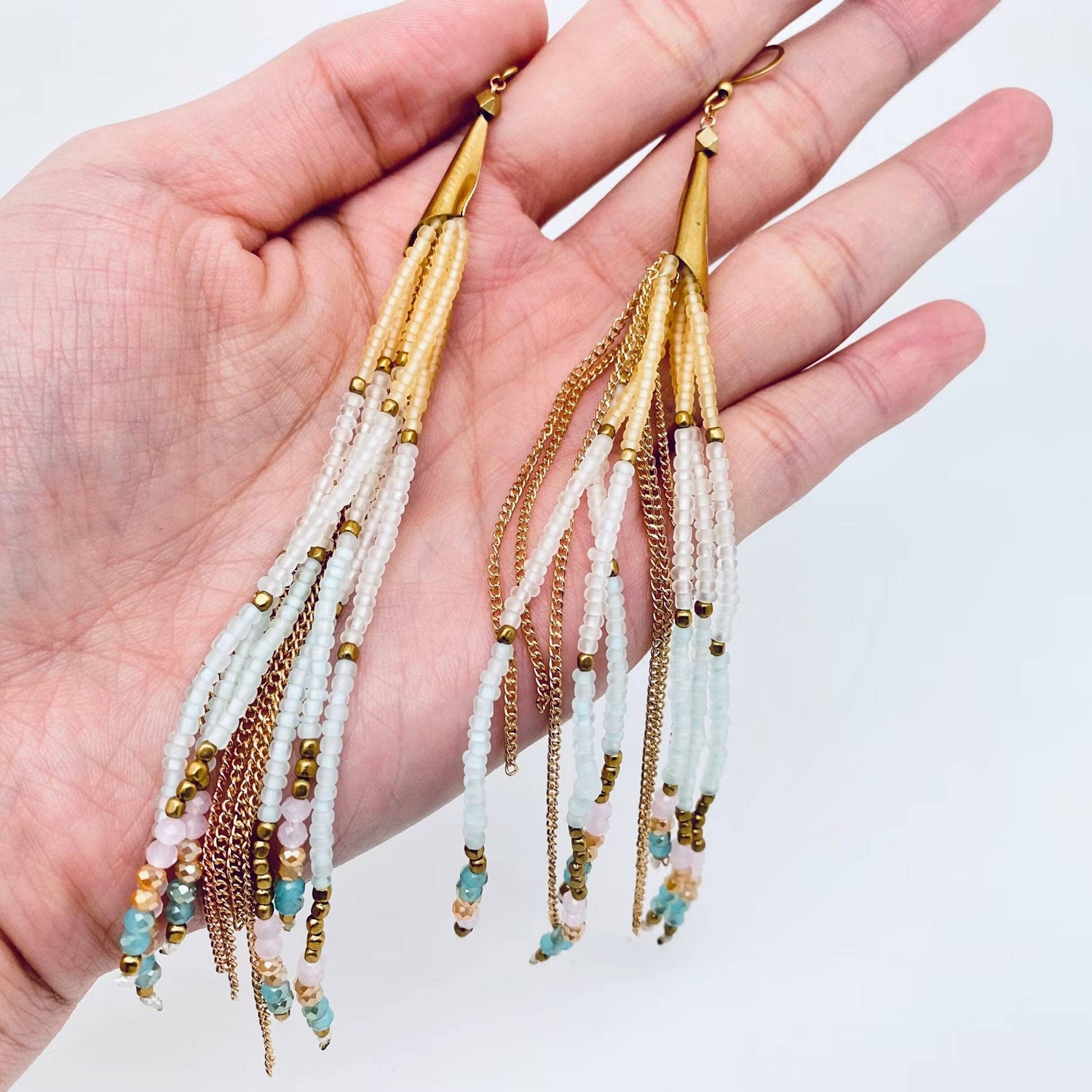 Seed Bead Tassels Earrings