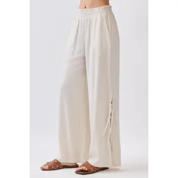 Oatmeal Linen Wide Leg Pant