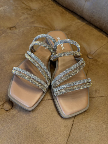 Bronze Rhinestone Strappy Sandal