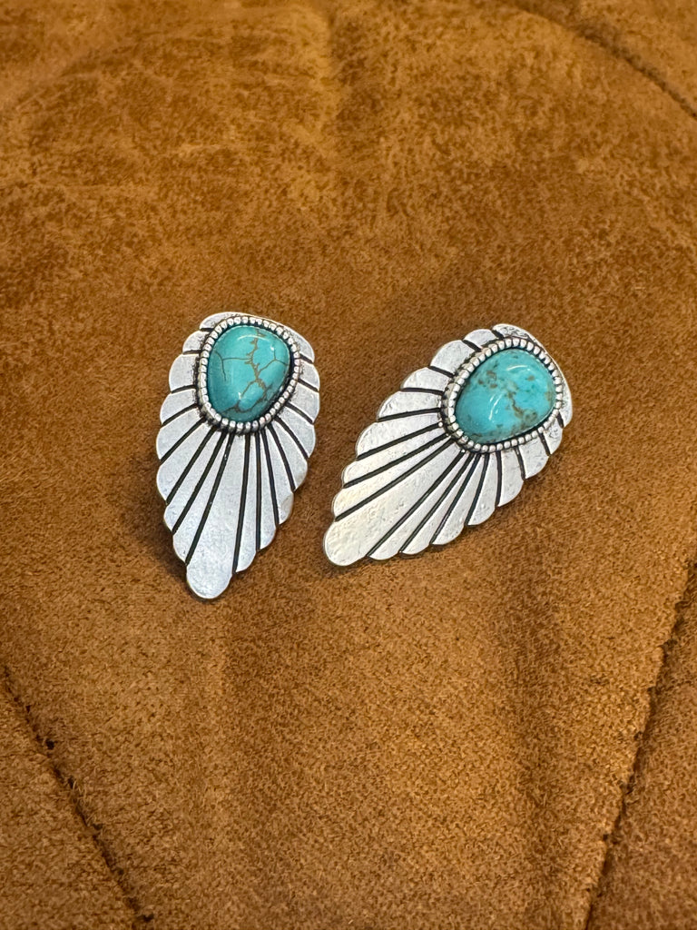 Wing Turquoise Stud Earrings