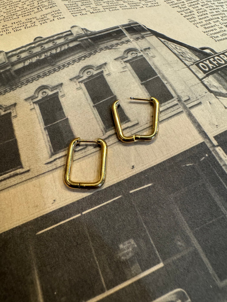 Rounded Rectangle Huggie Earrings